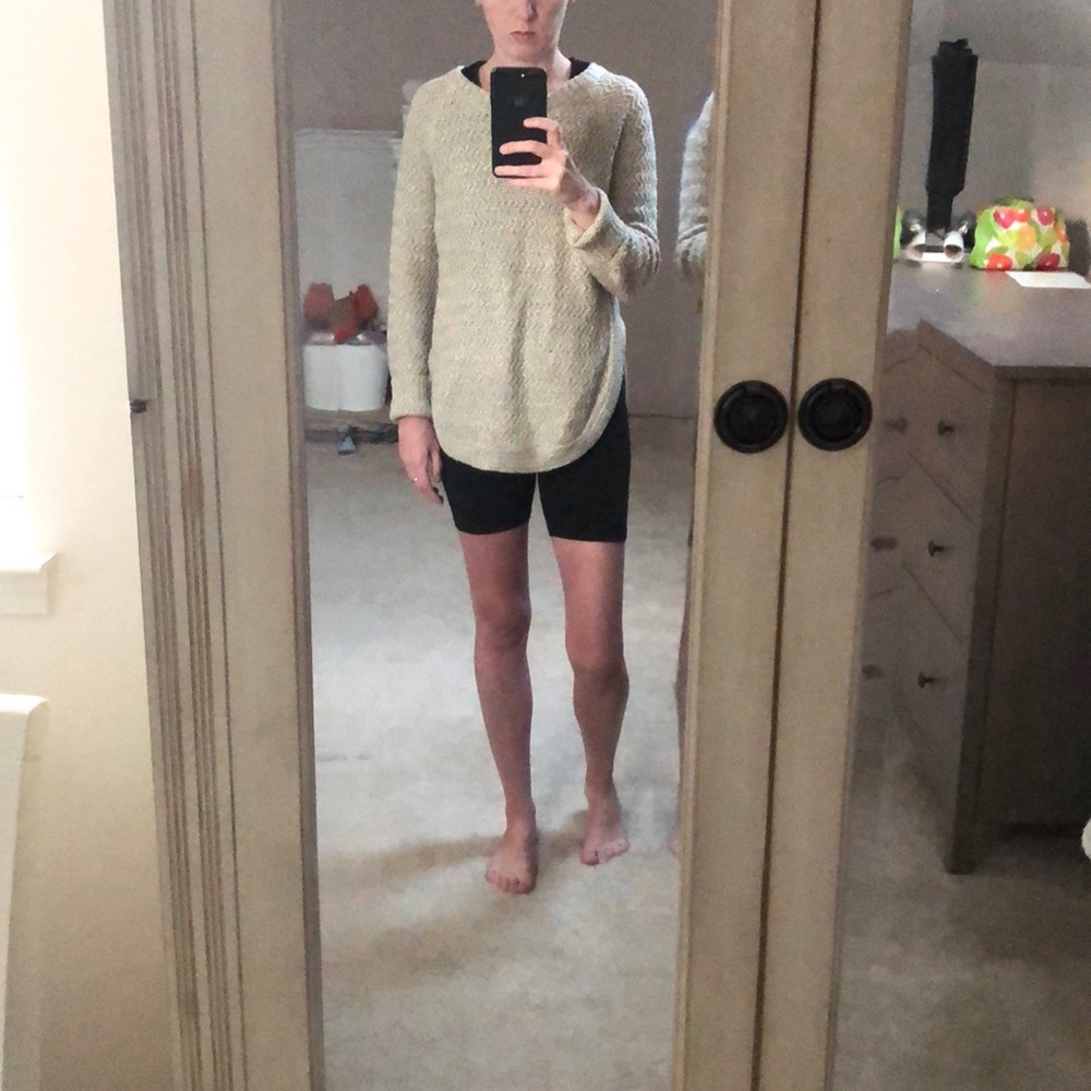 Love by Design Knit Beige/Black Crewneck Sweater